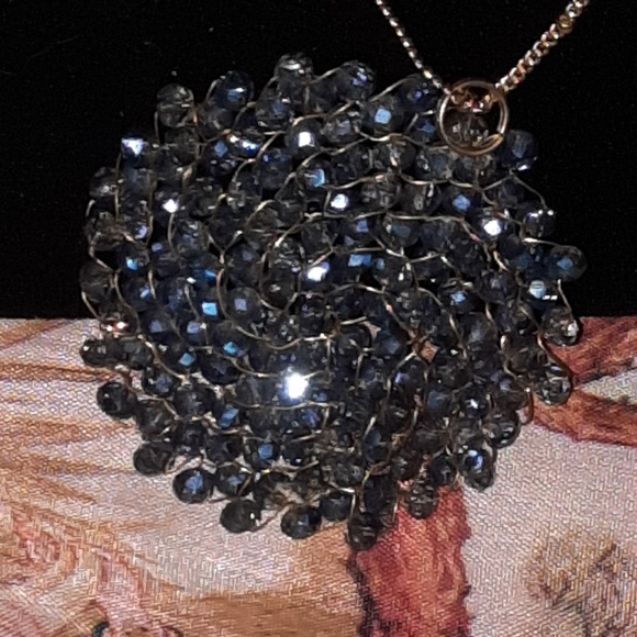 Woven sparkle bead pendant and necklace goldtone - Picture 3 of 11